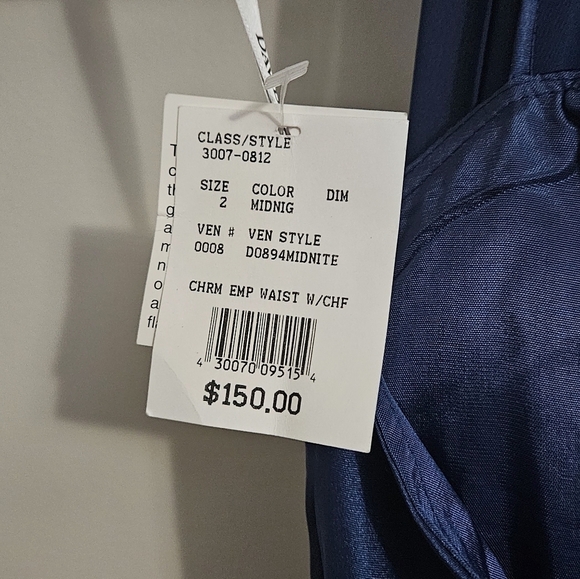 DAVIDS BRIDAL Charmeuse Chiffon Illusion Halter Dress in Blue. Size 2 NWT - Picture 11 of 15